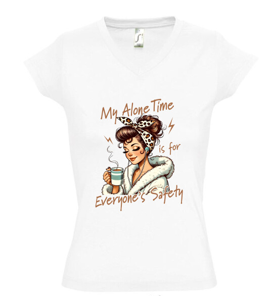 Női V nyakú póló