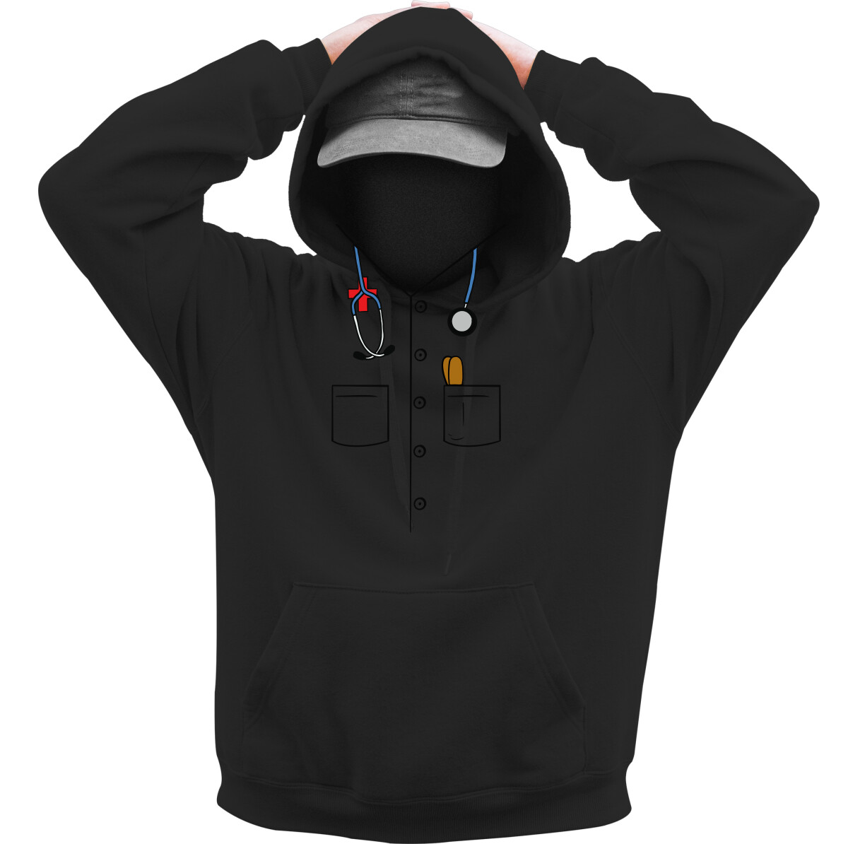 Kapucnis belebújós pulóver