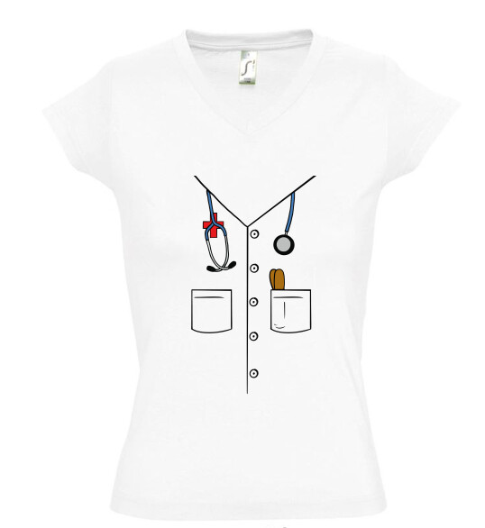 Női V nyakú póló