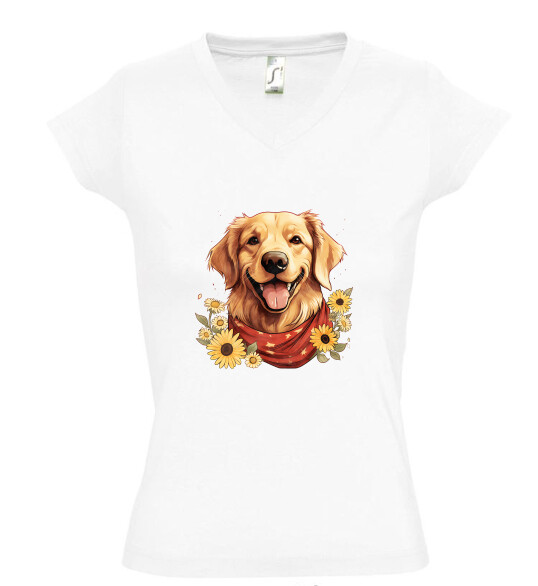 Női V nyakú póló