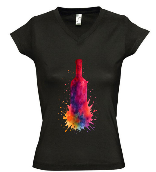 Női V nyakú póló