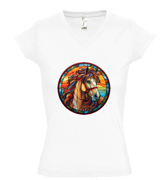 Női V nyakú póló