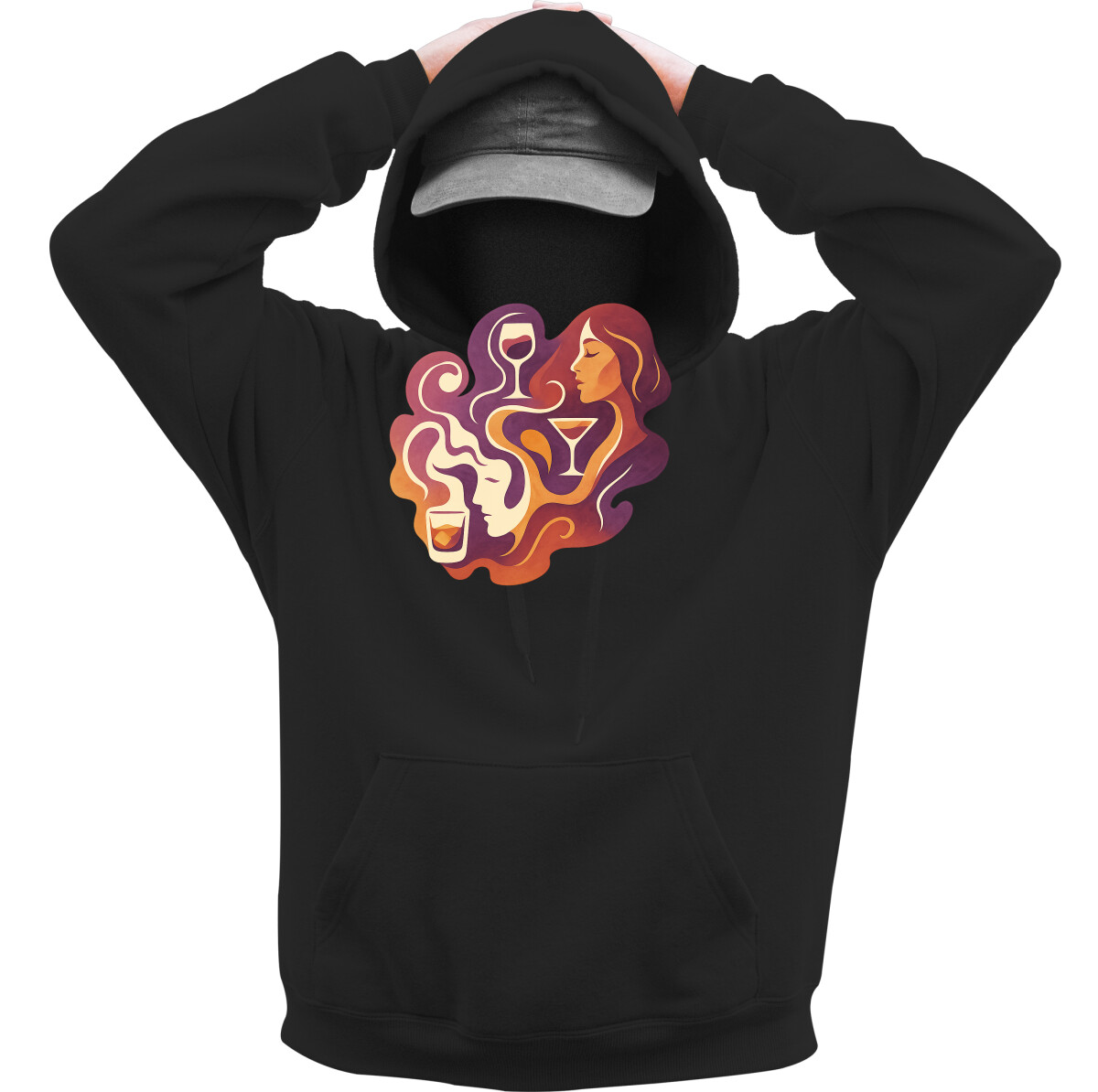 Kapucnis belebújós pulóver