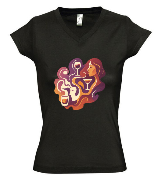 Női V nyakú póló