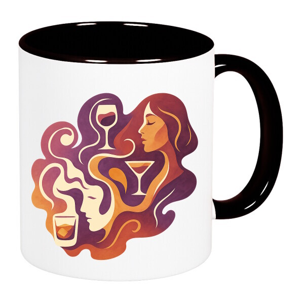 Színes fülű és belsejű bögre