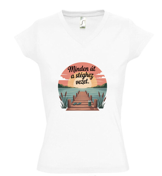 Női V nyakú póló
