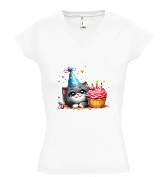 Női V nyakú póló