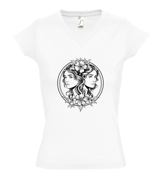 Női V nyakú póló