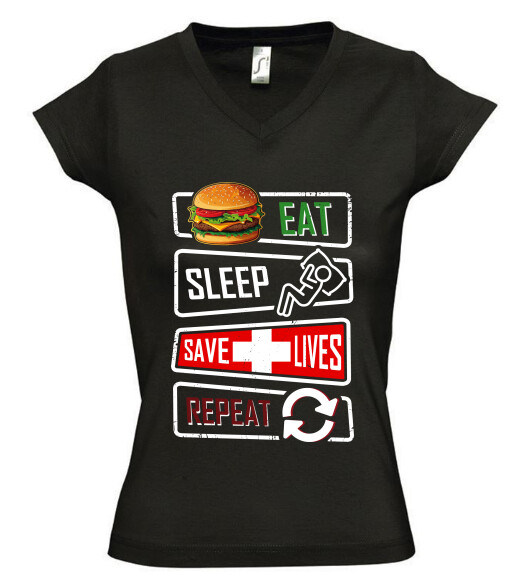 Női V nyakú póló