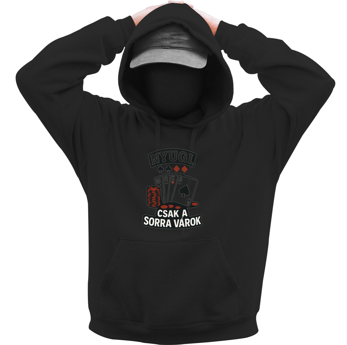 Kapucnis belebújós pulóver