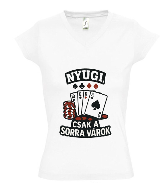 Női V nyakú póló