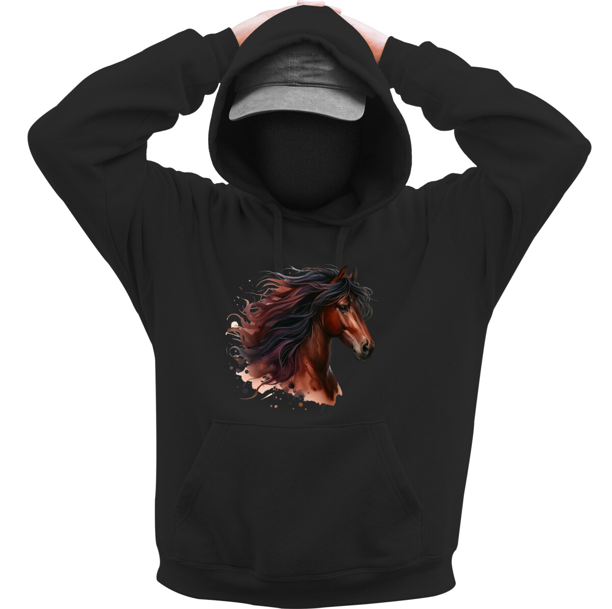 Kapucnis belebújós pulóver