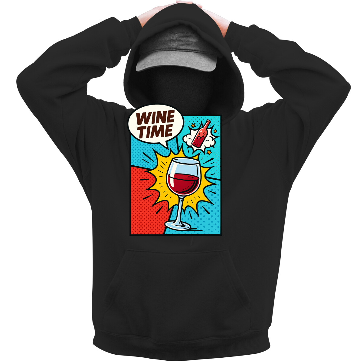 Kapucnis belebújós pulóver