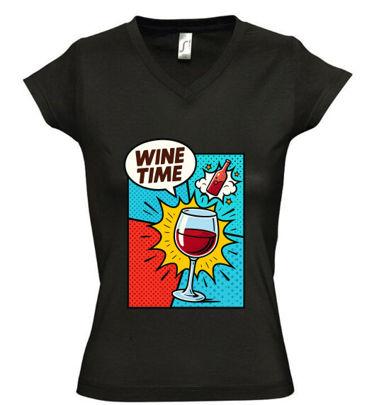 Női V nyakú póló