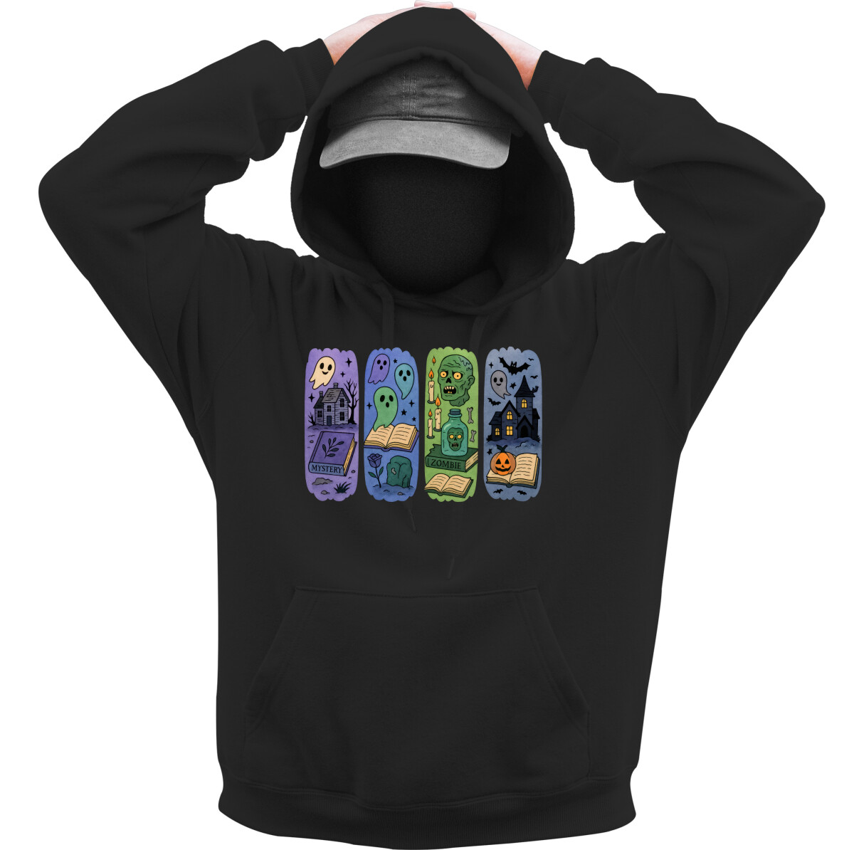 Kapucnis belebújós pulóver