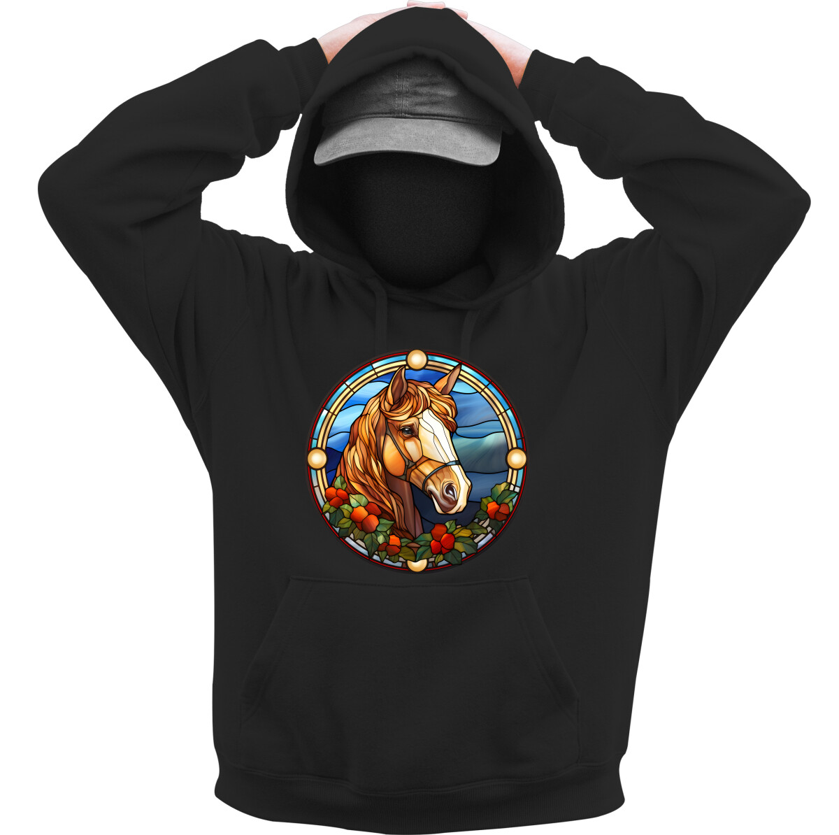 Kapucnis belebújós pulóver