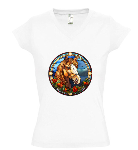 Női V nyakú póló