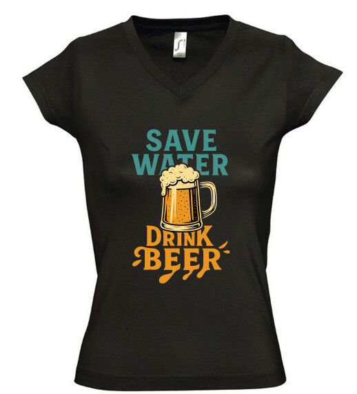 Női V nyakú póló