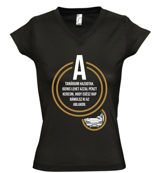 Női V nyakú póló