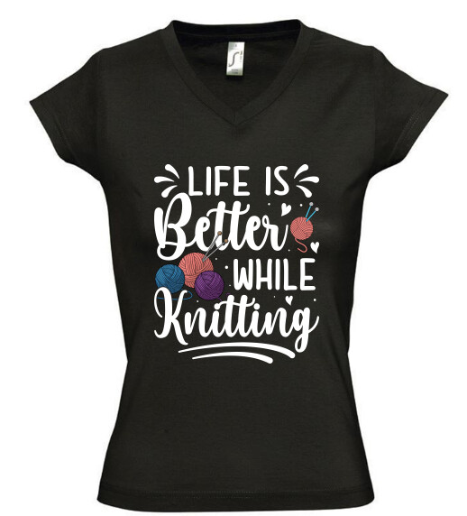 Női V nyakú póló