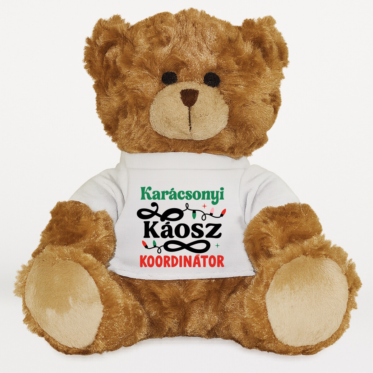 Plüssmaci egyedi pólóval