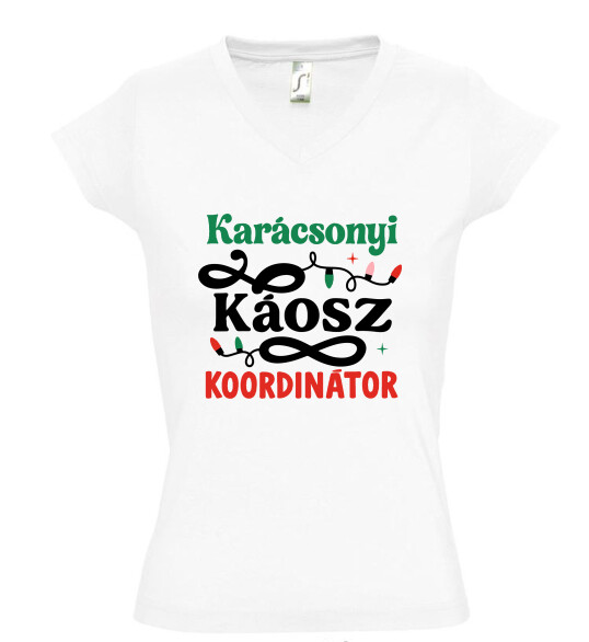 Női V nyakú póló