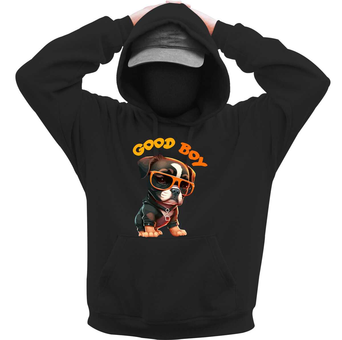 Kapucnis belebújós pulóver