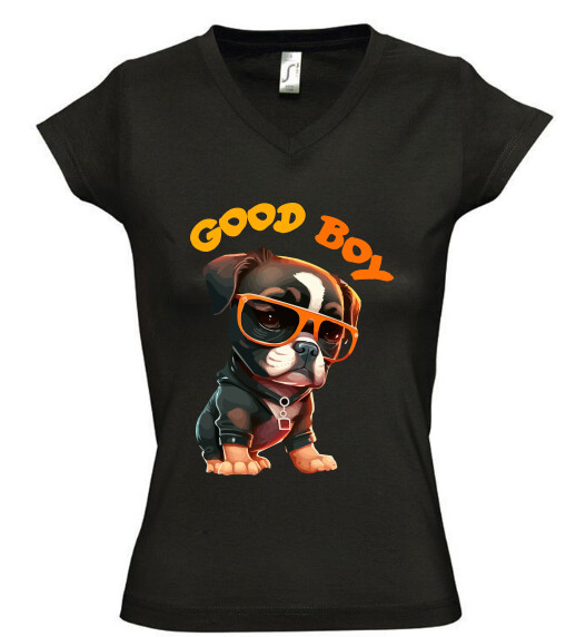 Női V nyakú póló