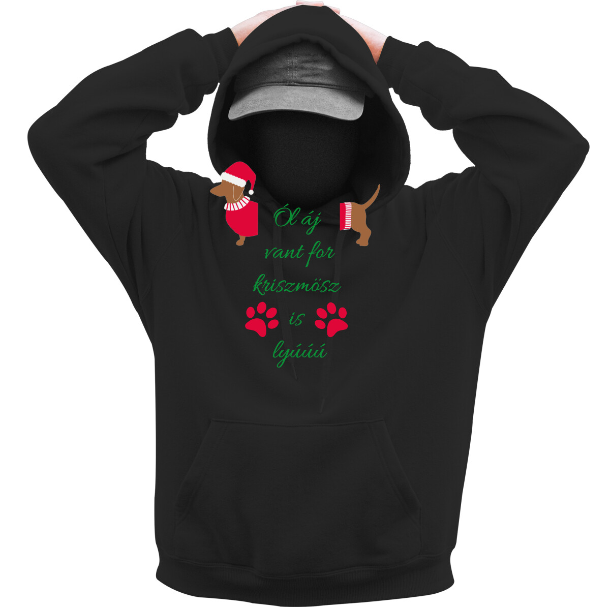 Kapucnis belebújós pulóver