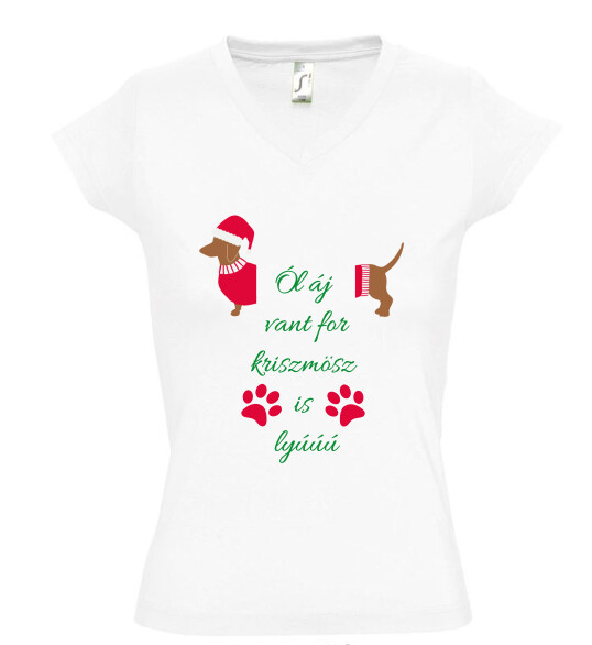 Női V nyakú póló