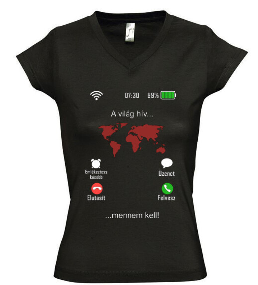 Női V nyakú póló