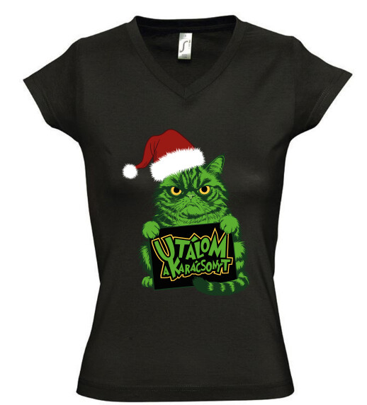 Női V nyakú póló