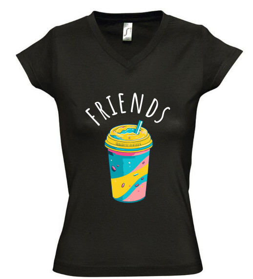 Női V nyakú póló