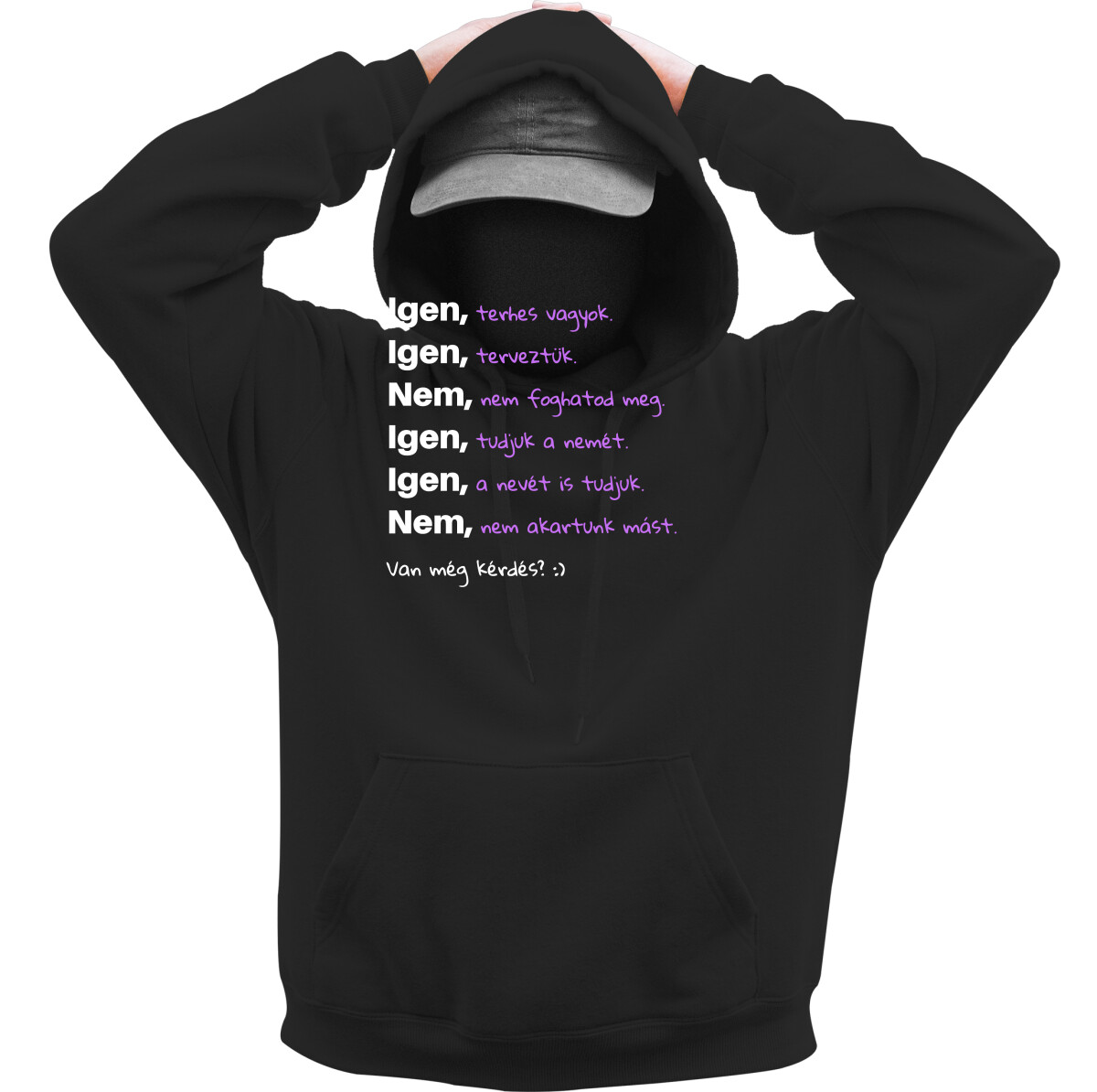 Kapucnis belebújós pulóver