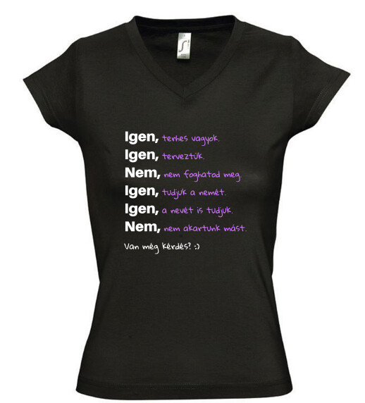 Női V nyakú póló