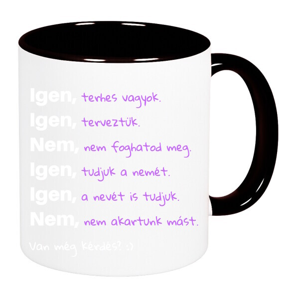 Színes fülű és belsejű bögre