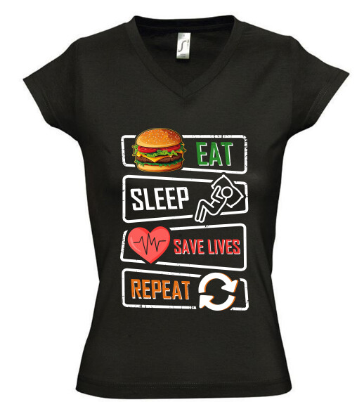 Női V nyakú póló