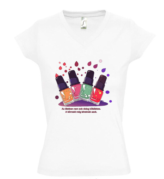 Női V nyakú póló