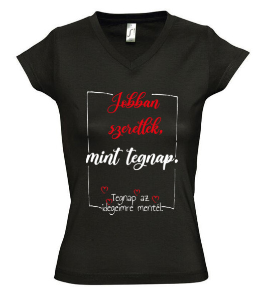 Női V nyakú póló