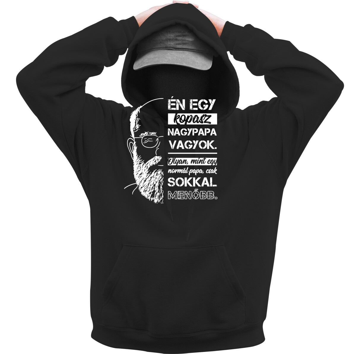 Kapucnis belebújós pulóver