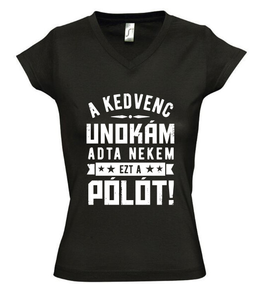 Női V nyakú póló