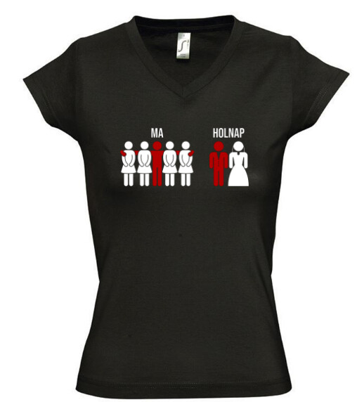 Női V nyakú póló