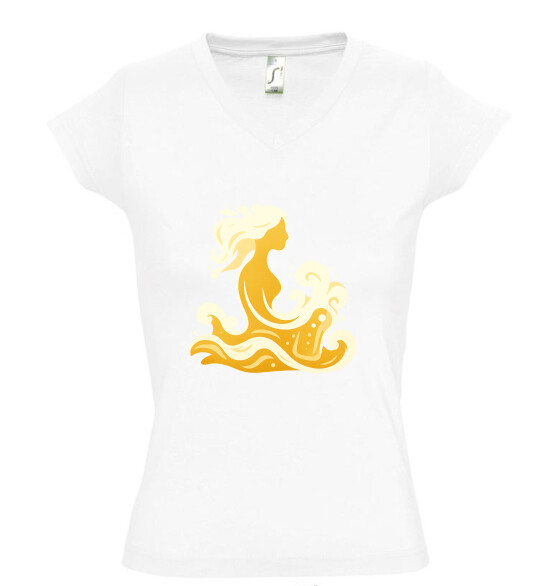 Női V nyakú póló