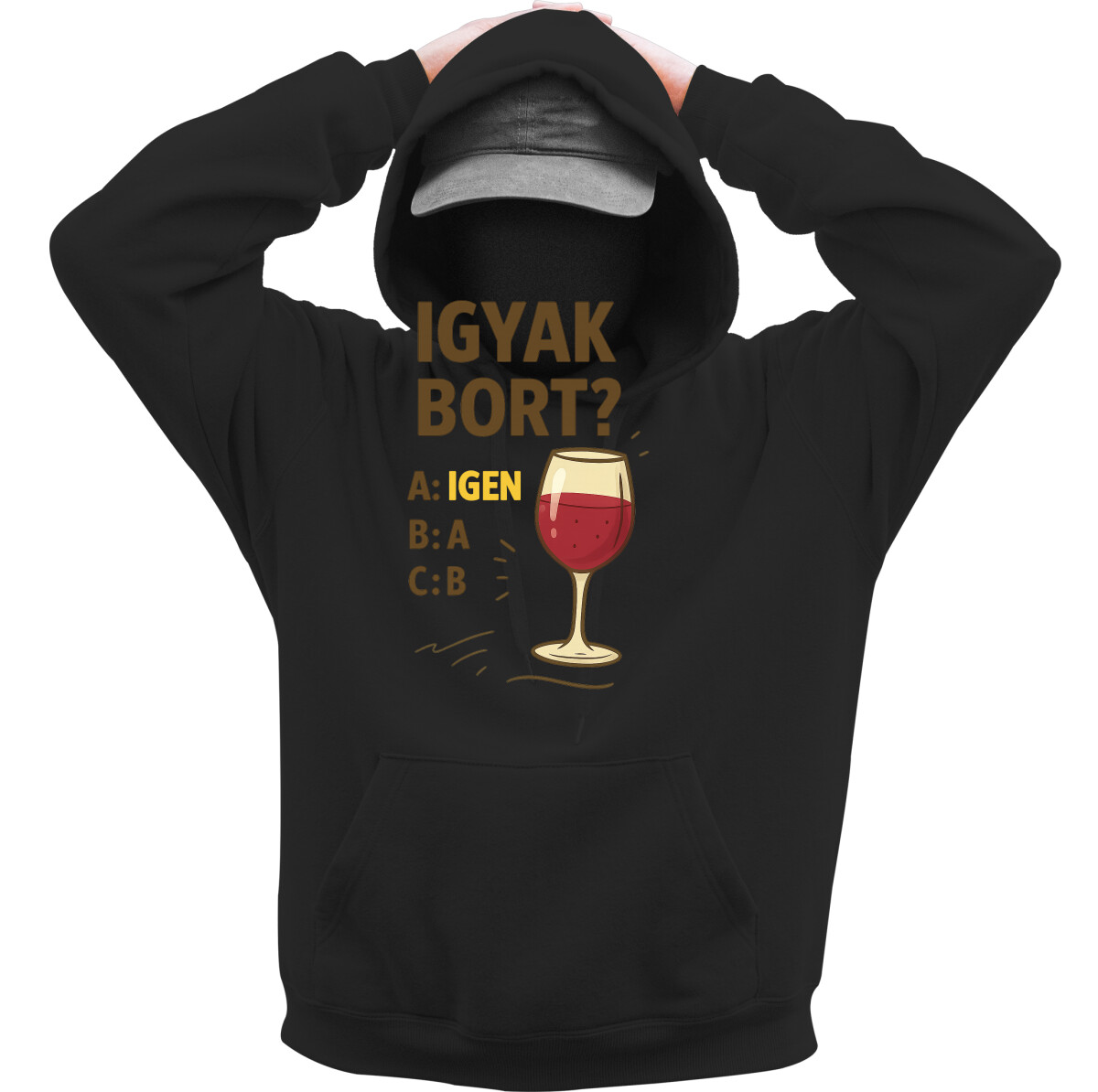 Kapucnis belebújós pulóver