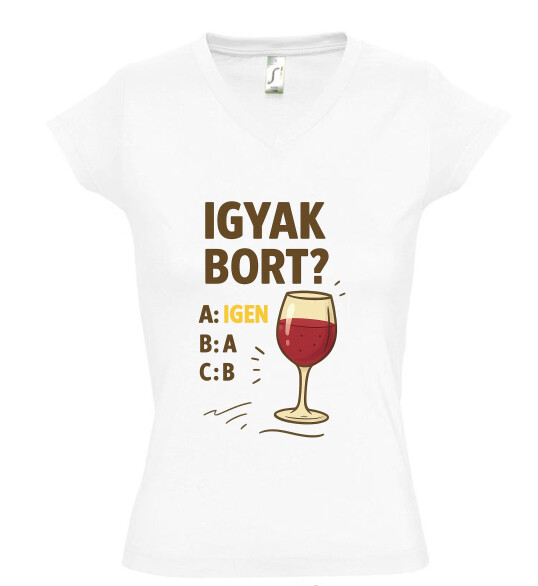 Női V nyakú póló