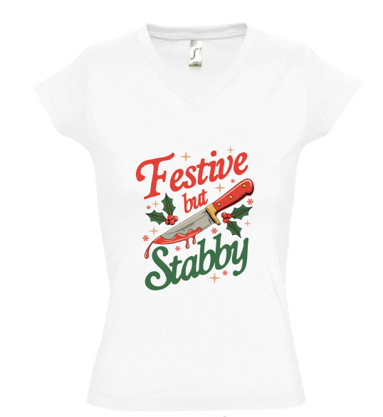 Női V nyakú póló