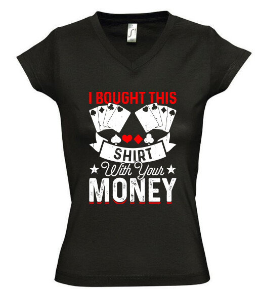 Női V nyakú póló