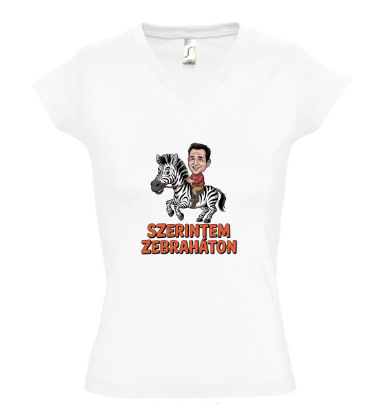 Női V nyakú póló