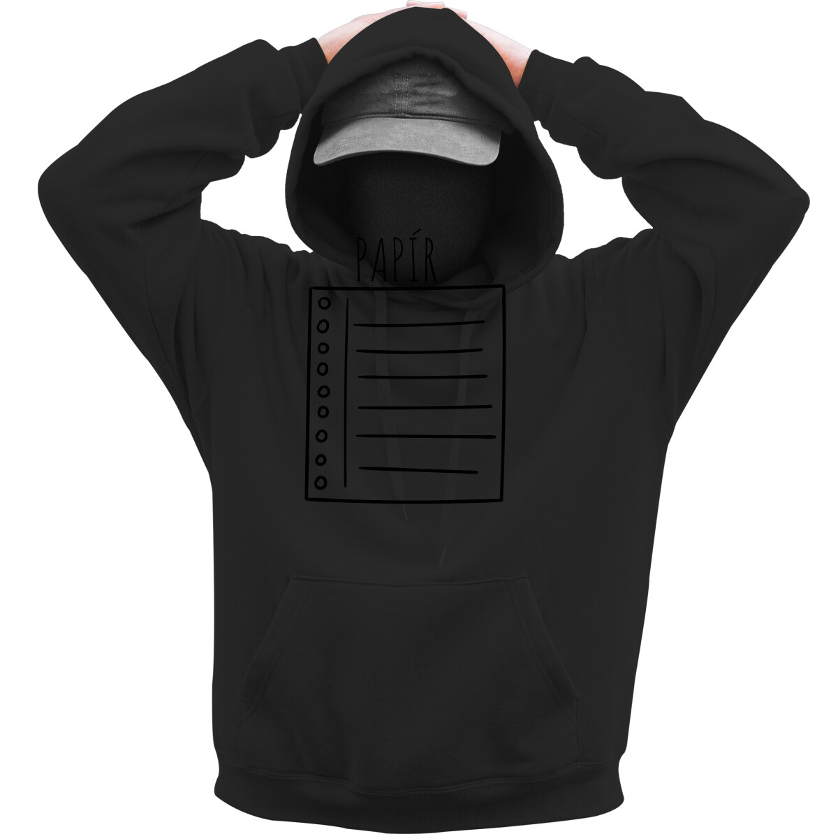 Kapucnis belebújós pulóver