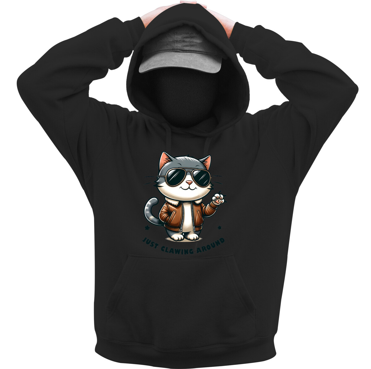 Kapucnis belebújós pulóver